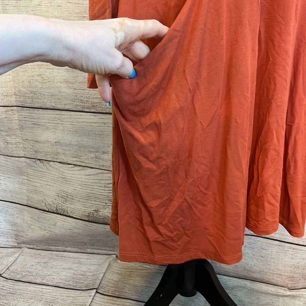 Betabrand Dress Travel Zip Pockets! Casual Long Sleeves Size Medium Pumpkin Silk